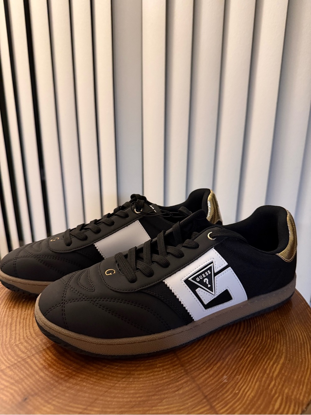 GUESS Black, White & Gold Low-Top Sneakers for Men
